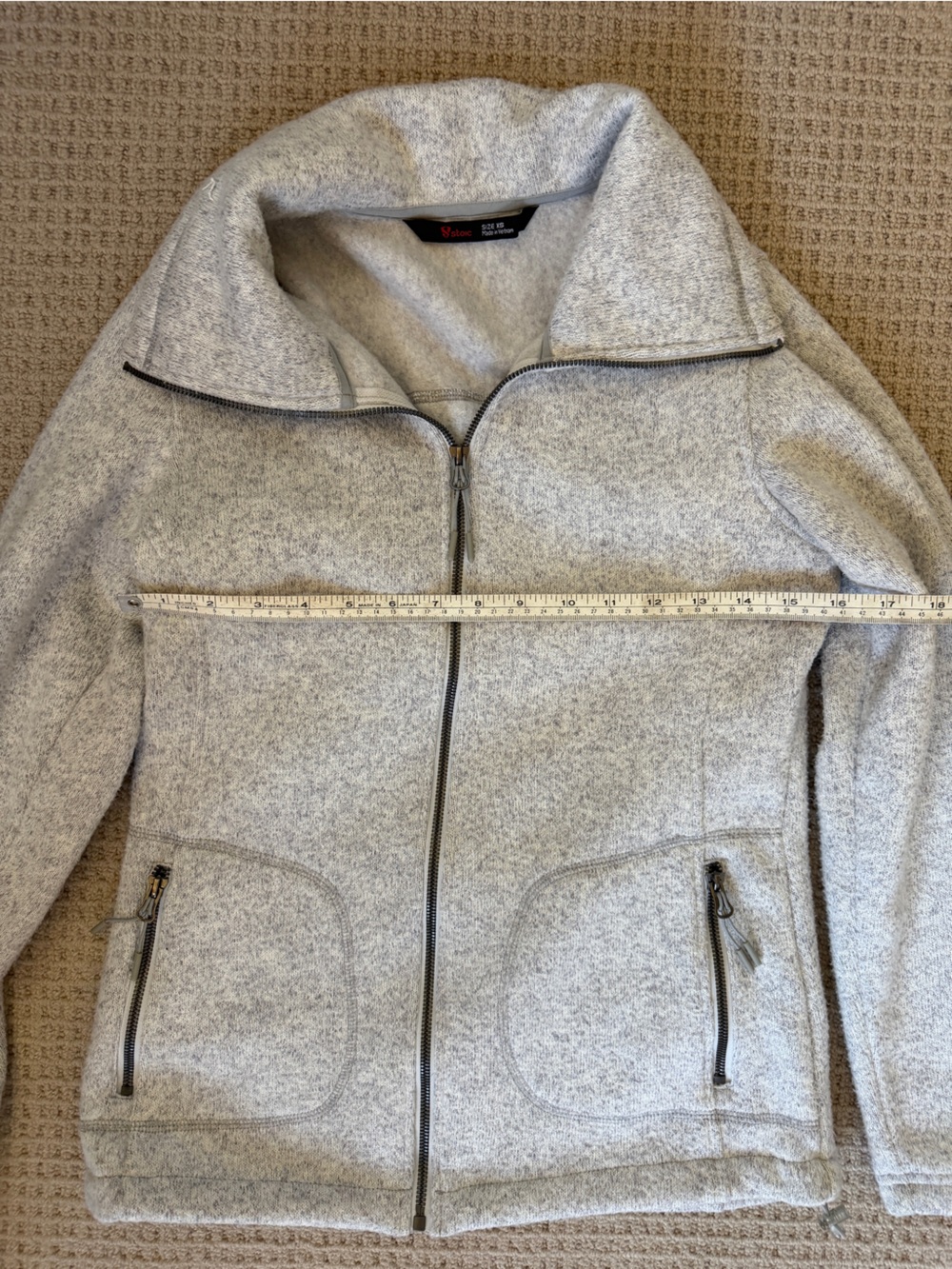 Stoic Gray Plush Fleece Zip Jacket | Size XS - Picture 6 of 8